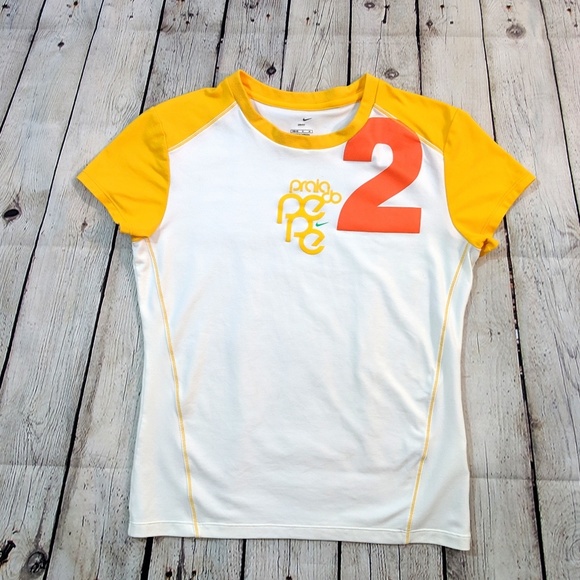 Nike Dri Fit Orange Yellow Short Sleeve Tee - Picture 1 of 8